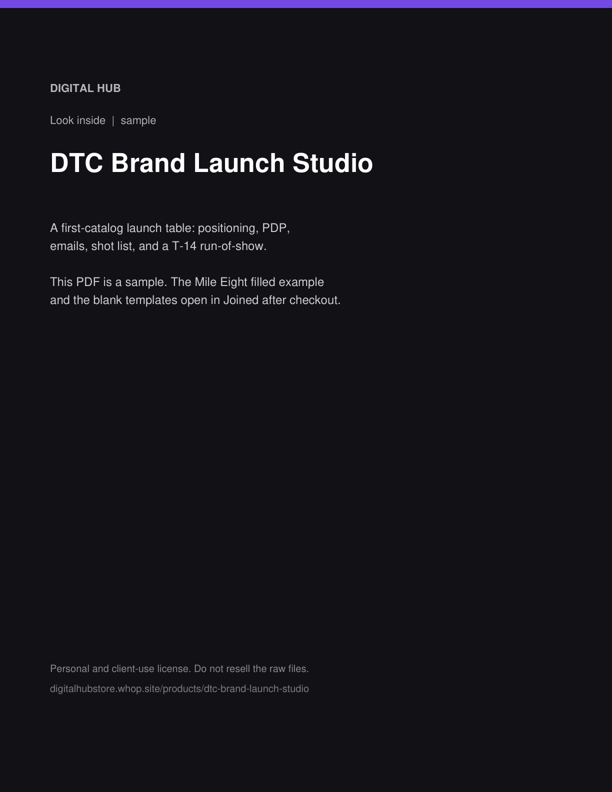 DTC Brand Launch Studio look-inside cover